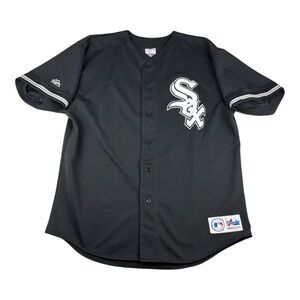 Vtg 90s MAJESTIC USA MADE CHICAGO WHITE SOX #35 FRANK THOMAS JERSEY Men's XL